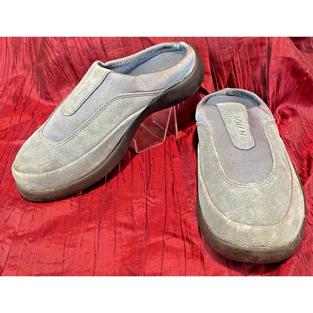 Womens Ryka Nitracel  Blue Suede Slip On Mule Clog Walking Shoe sz 6M